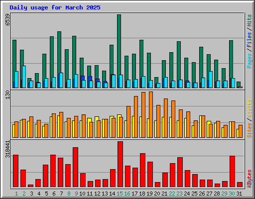 Daily usage for March 2025